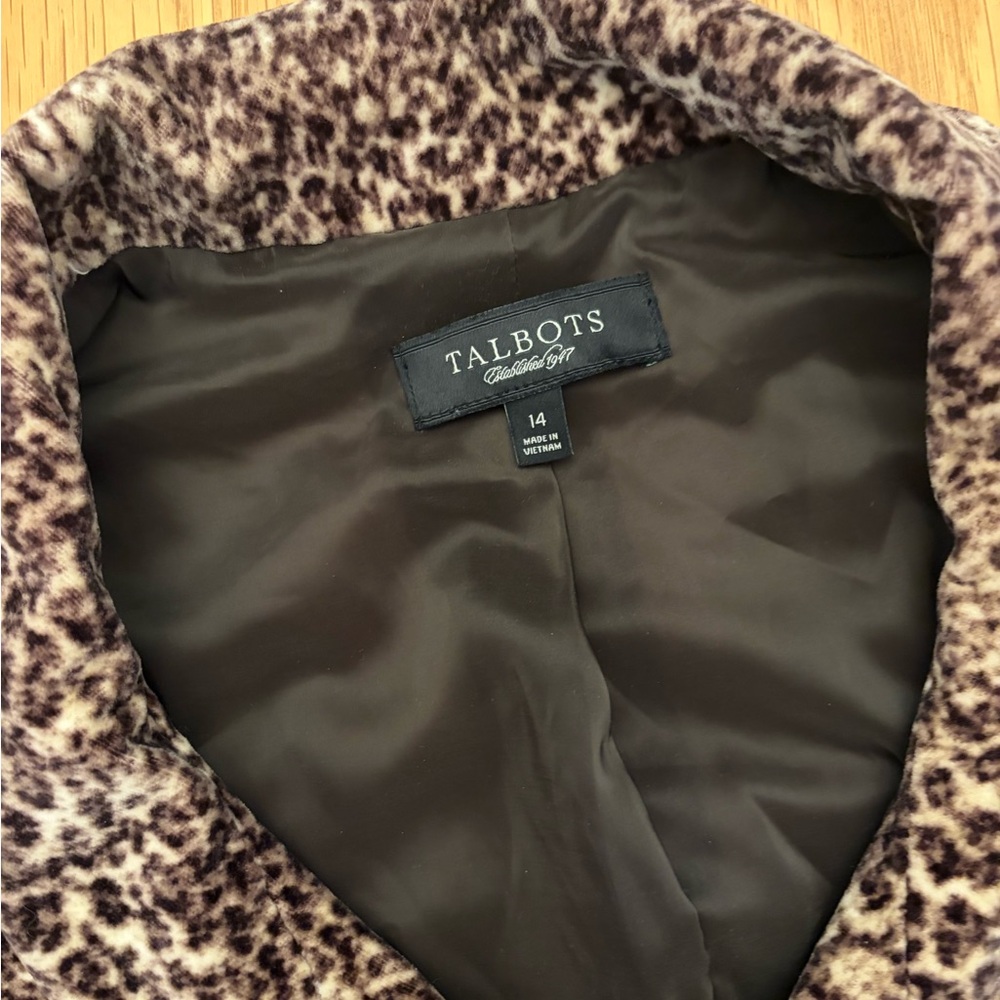 Talbots Leopard-Print Teddy Jacket in Brown and Cream